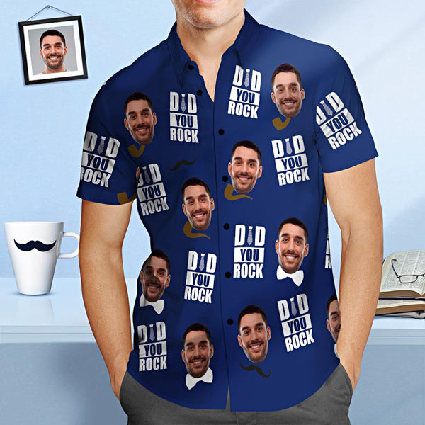 Custom Face Hawaiian Shirt Dad You Rock Blue Personalisiertes Vatertags-hemd-geschenk Für Papa - GesichtSocken