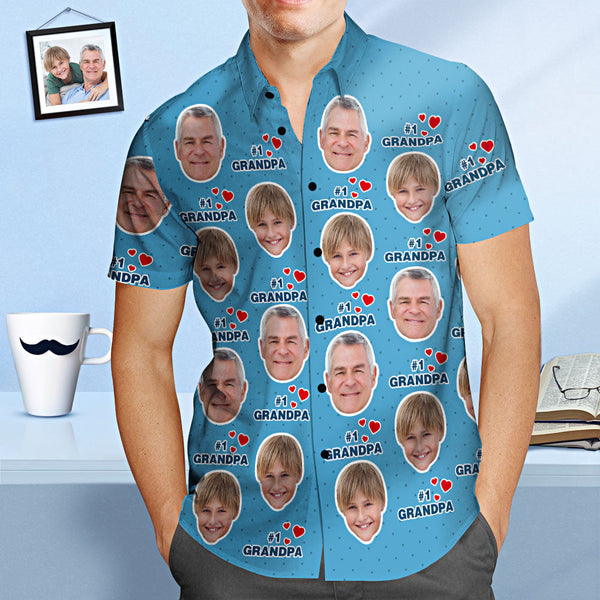 Custom Face Hawaiian Shirt #1 Opa Personalisiertes Vatertags-shirt-geschenk Für Papa