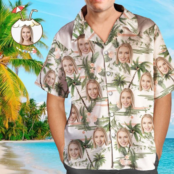 Kundenspezifisches Logo-personalisiertes Hawaiihemd Ganz Über Druck-kokosnussbaum