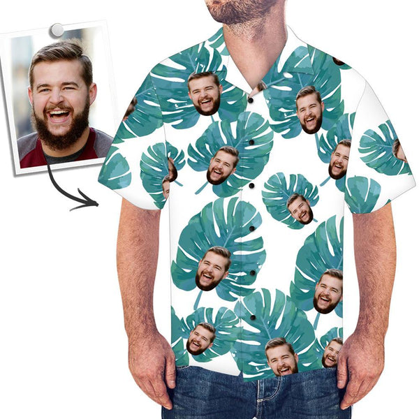 Maßgeschneidertes Herren-Hawaii-Hemd mit Blättern auf dem Hemd