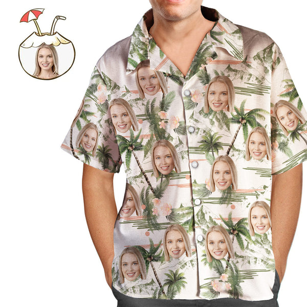 Kundenspezifisches Logo-personalisiertes Hawaiihemd Ganz Über Druck-kokosnussbaum