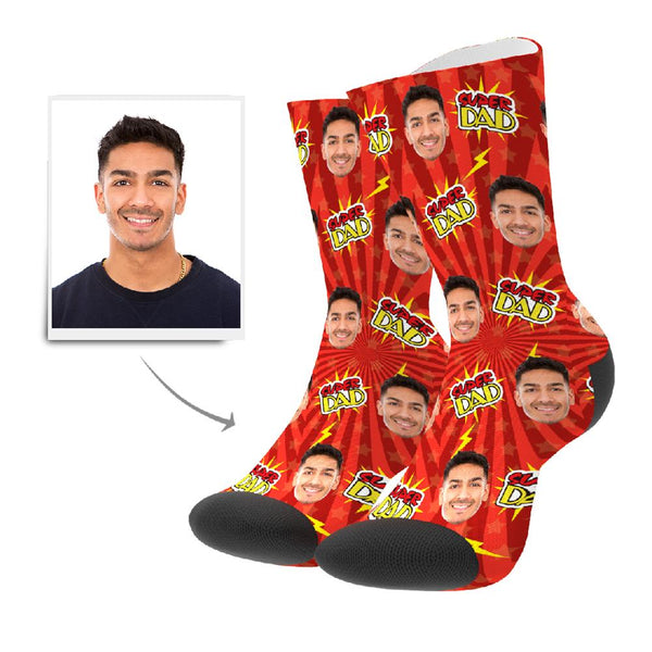 Vatertagsgeschenk Super Vater Personalisierte Gesicht Socken