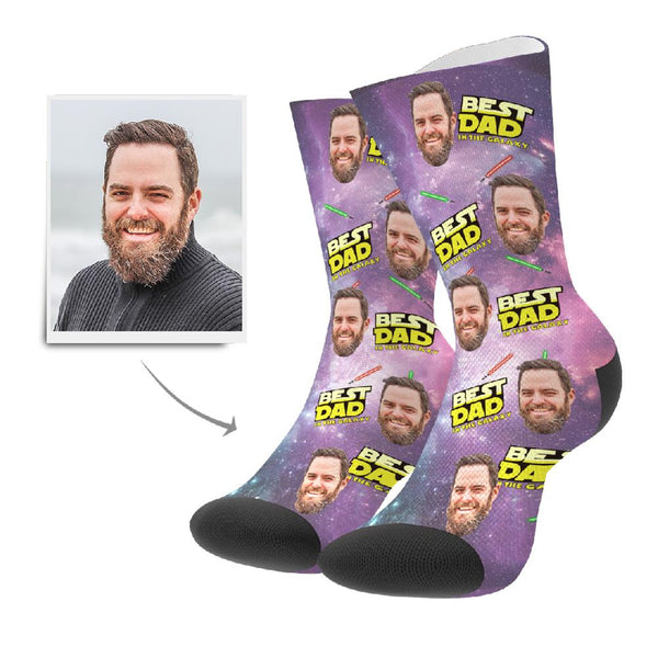 Vatertagsgeschenk Bester Vater in der Galaxie Personalisierte Gesicht Socken