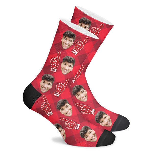 Personalisierte #1 Son Fan Gesicht Socken Bedrucken mit Foto