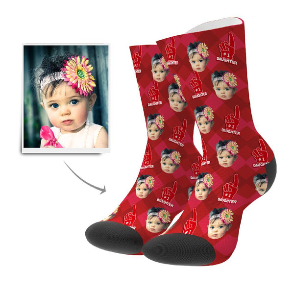 Daughter Fan Personalisierte Gesicht Socken