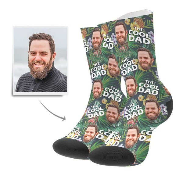 Vatertagsgeschenk Cooler Papa Tropisch Personalisierte Gesicht Socken