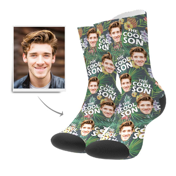 Vatertagsgeschenk Cool Sohn Tropisch Personalisierte Gesicht Socken