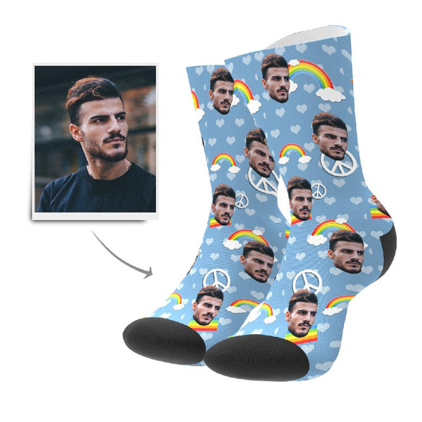 Vatertagsgeschenk Personalisierte Foto Socken Gesicht Bedrucken Regenbögen