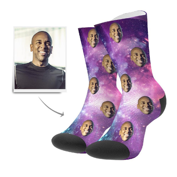 Personalisierte Foto Socken Gesicht Bedrucken Galaxis