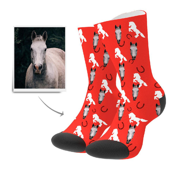 Personalisierte Foto Socken Gesicht Bedrucken Pferd