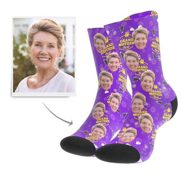 Interessante Geschenkideen Personalisierte Gesicht Socken Bedrucken mit Foto (Großmutter)