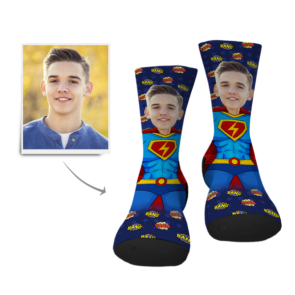 Personalisierte Dein Supermann Gesicht Socken