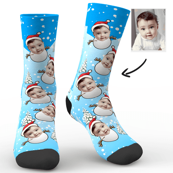 Weihnachts Socken Weihnachtsgeschenk Foto Socken Personalisiert Gesicht Socken Schneemann Name Socken