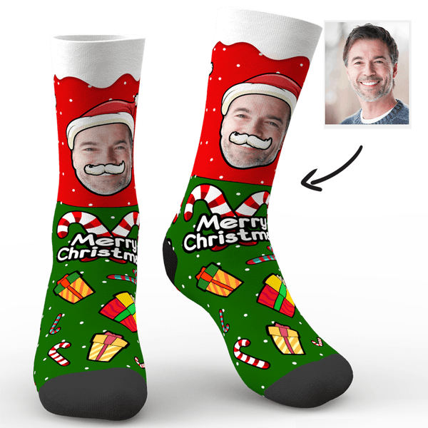 Weihnachts Socken Weihnachtsgeschenk Foto Socken Personalisiert Gesicht Socken "Merry Christmas"