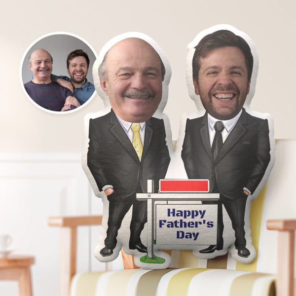 Vatertagsgeschenk Benutzerdefinierte Gesicht Kissen Geschenk für Papa, Anzug Papa mit Sohn Stil Gesicht Kissen