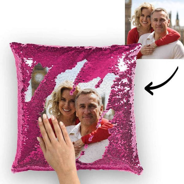 Geschenk für Freundin personalisiertes Foto-Pailletten-Kissen Full Printing Wendekissen