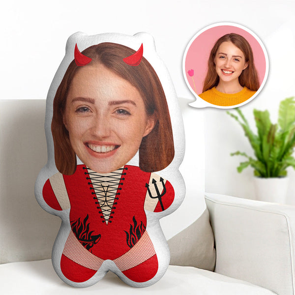 Benutzerdefiniertes Minime-wurfkissen Red Devil Woman Benutzerdefinierte Gesichtsgeschenke Personalisiertes Foto-minime-kissen