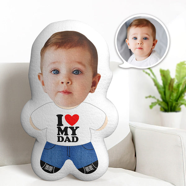 Personalisiertes Foto-wurfkissen „i Love Dad“, Individuelle Gesichtsgeschenke, Minime-puppenkissen