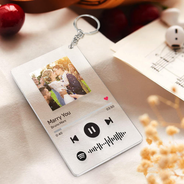 Personalisierte Geschenke Schlüsselanhänger Mit Foto Benutzerdefinierte Scanbare Musik Code Musik Plakette Schlüsselring(5.4CM*8.6CM)