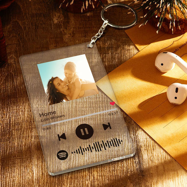 Personalisierte Geschenke Benutzerdefinierte scanbare Schlüsselanhänger Musik Code Musik Plakette Schlüsselringe(5.4CM*8.6CM)