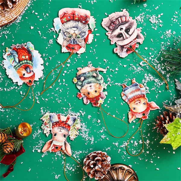 6 Stück Weihnachtsbaum-tier-ornament-weihnachtsgrußkarte - dephotoblanket