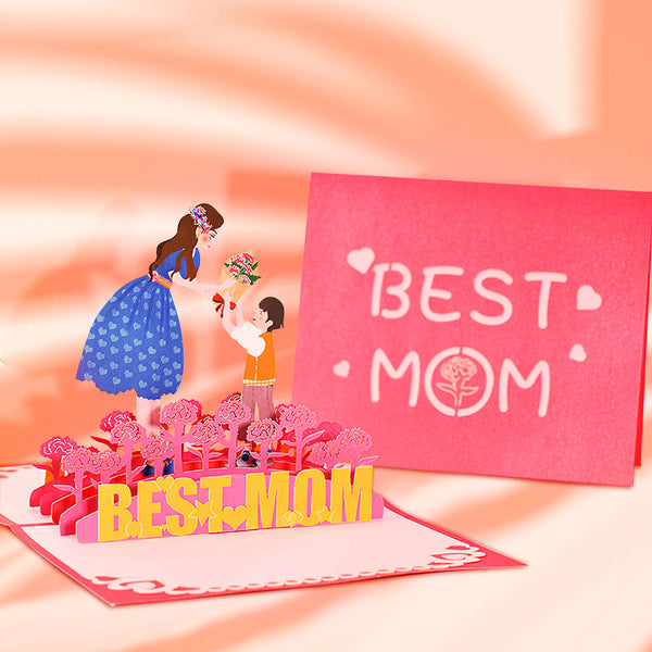 Muttertagskarte Best Mom 3D Pop-Up-Grußkarte für Sie