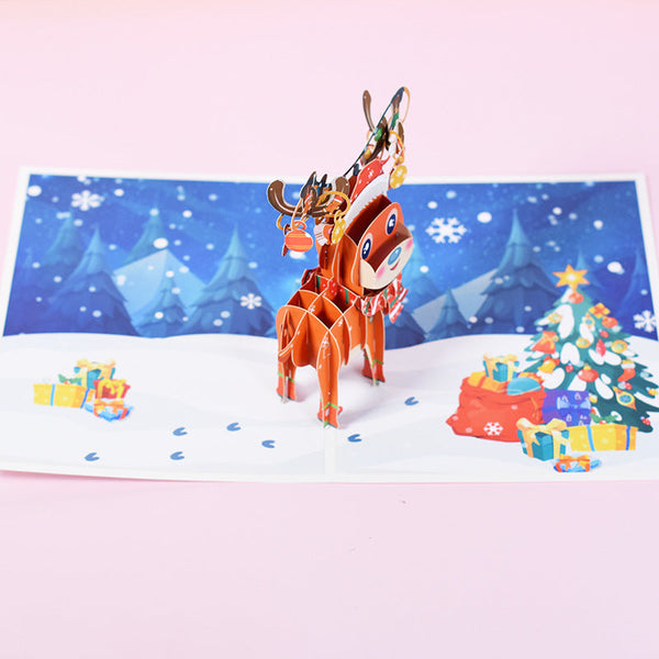 Weihnachtselch 3d Pop-up-karte Grußkarte