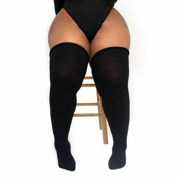 Frauen Winter Beinwärmer, große Größe, drei Stangen, gestreift, modisch, lange Röhren Overknee Socken