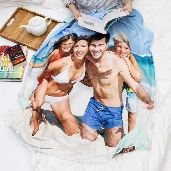 Benutzerdefinierte Foto Vlies Decke Glückliche Familie mit 3 Fotos