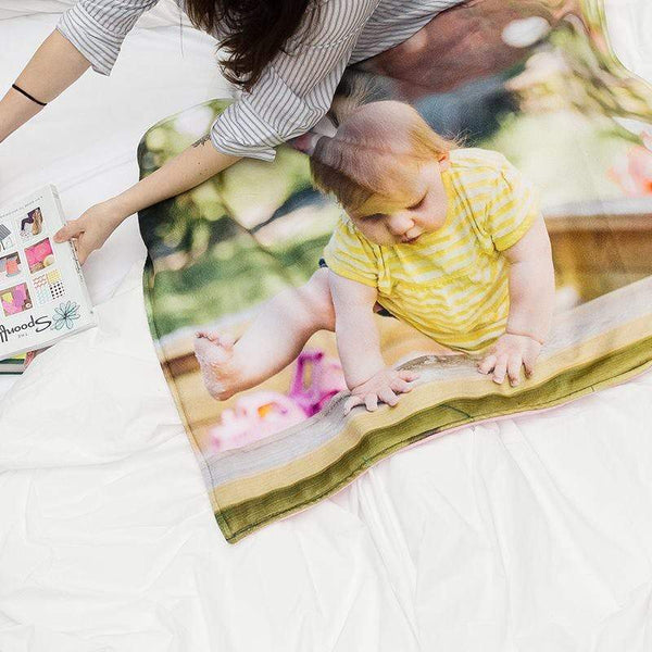 Glückliche Familie Benutzerdefinierte Vlies Foto Decke mit 5 Fotos