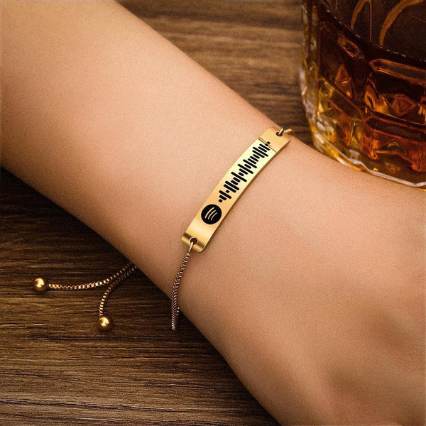 Personalisierte Geschenke Benutzerdefinierte Musik Code Musik Armband Edelstahlarmband Gold
