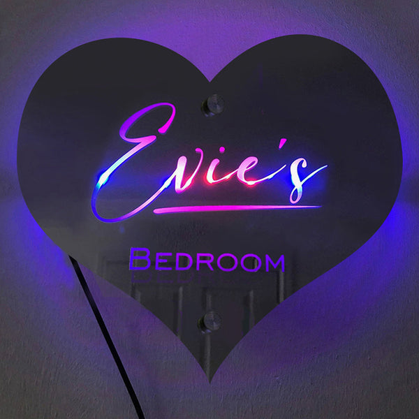 Personalisiertes Herzförmiges Spiegelschild Mit Namen, Individuell Beleuchtetes, Beleuchtetes Schlafzimmerschild Für Paare