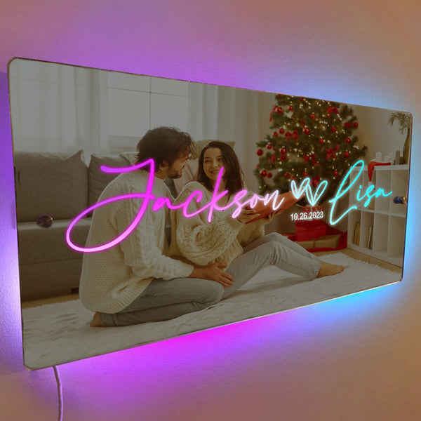Personalisiertes Paar-namensspiegel-licht-festzelt-weihnachtsgeschenk - dephotoblanket