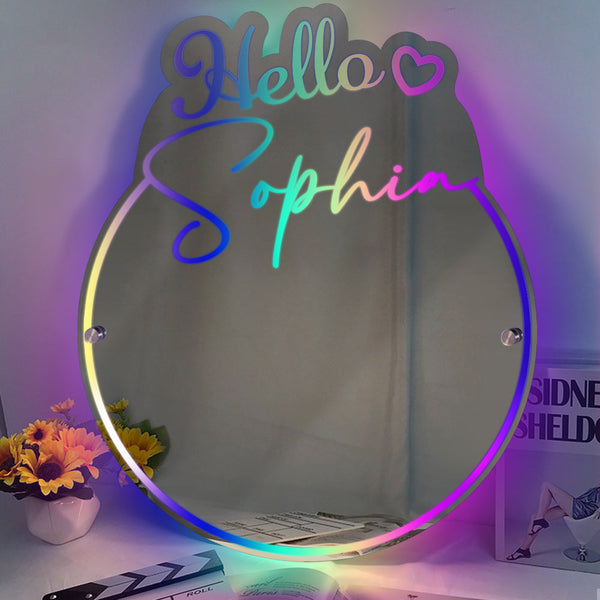 Personalisierter Namensspiegel, Licht-waschtisch „hallo“, Schönes Geschenk Für Sie