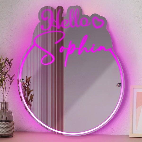 Personalisierter Namensspiegel, Licht-waschtisch „hallo“, Schönes Geschenk Für Sie
