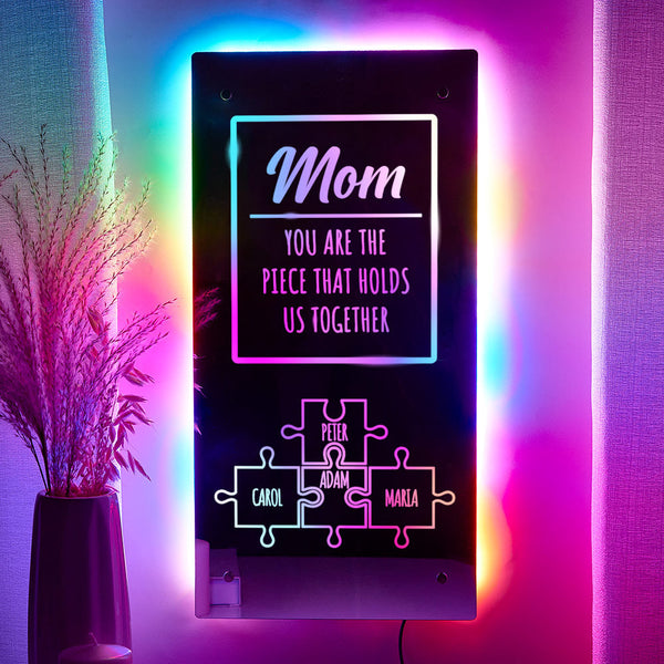 Personalisiertes Namensspiegellicht-mama-puzzle-familiengeschenk
