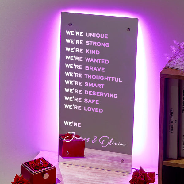 Valentinstagsgeschenk „we Are“ Mit Personalisiertem Namen, Spiegelleuchte, Bunte Schlafzimmerlampe, Geschenk Für Paare