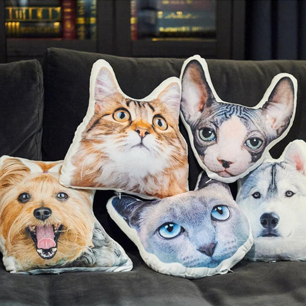Kundenspezifisches Haustier Foto Kissen,  Kundenspezifisches Haustier Gesicht Kissen. 3D Porträt Kissen